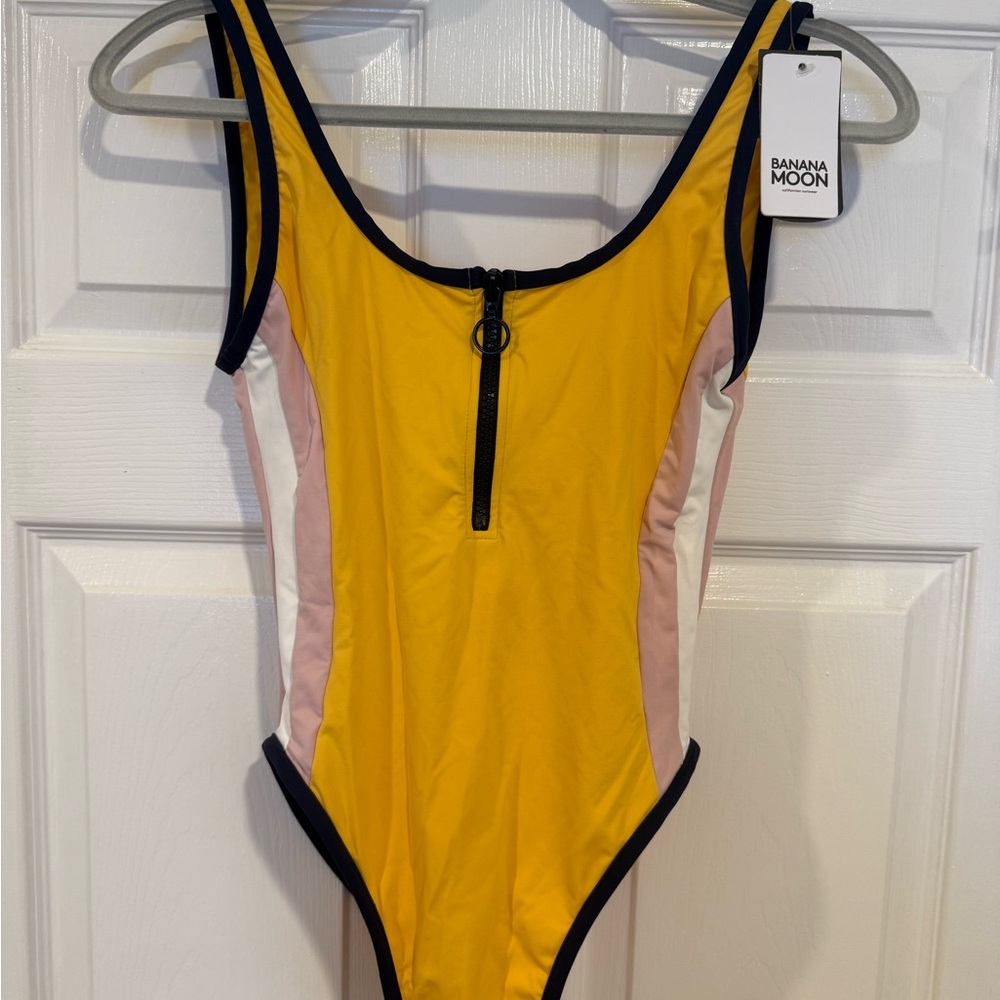 NWT Bananamoon Sports Ultimate Player Yellow High-Leg One-Piece Swimsuit